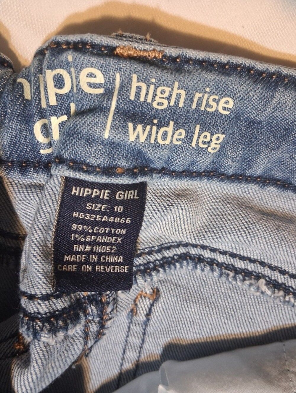 Hippie Girl NWT High Rise Wide Leg Jeans Medium Wash Side Stripe Size 10 - Picture 6 of 13